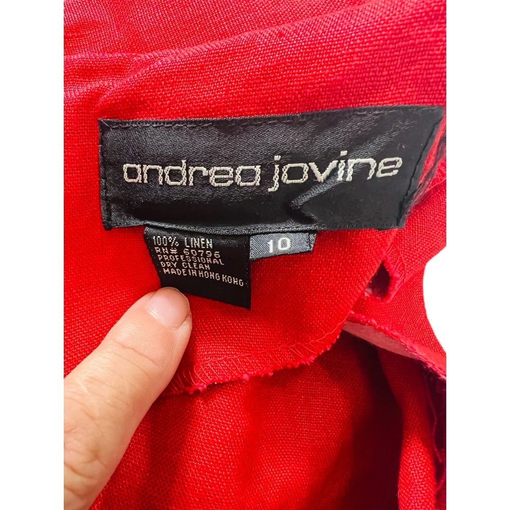 Vintage 80's Andrea Jovine Linen Color Block Tunic Dress Size 10 Hong Kong - Picture 9 of 10